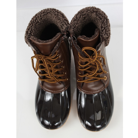 Size 6 Brown Faux Leather Faux Fur Cuff Duck - Picture 5 of 8